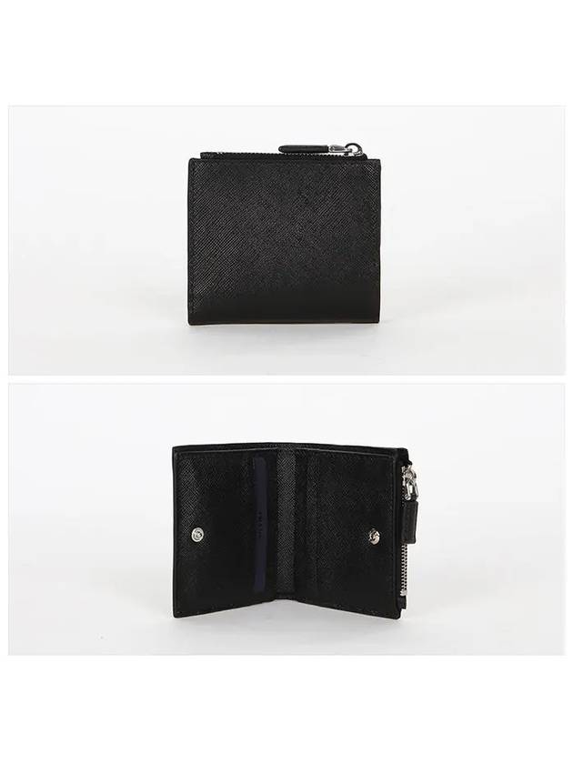 Triangle Logo Saffiano Half Wallet Black - PRADA - BALAAN 4