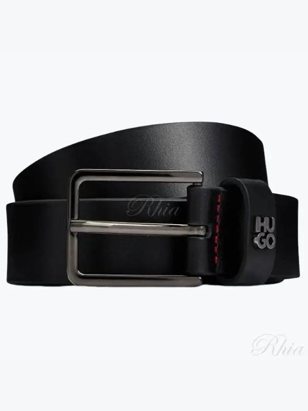 Gael Metal Buckle Leather Belt Black - HUGO BOSS - BALAAN 2