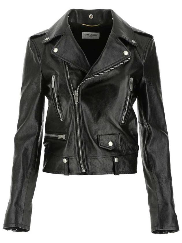 Classic Leather Biker Jacket Black - SAINT LAURENT - BALAAN 2