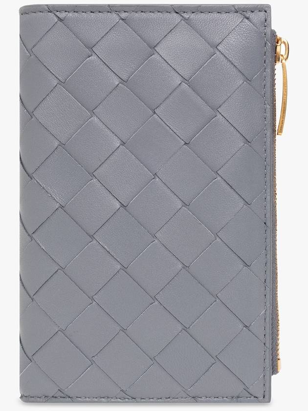 Women's Intrecciato Leather Medium Wallet Gray - BOTTEGA VENETA - BALAAN 2