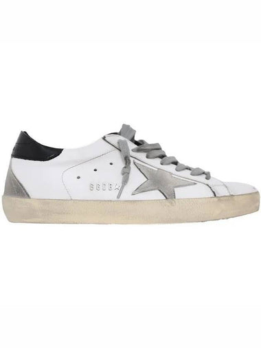 Men's Black Heel Tab Metal Stud Lettering Superstar Low Top Sneakers White - GOLDEN GOOSE - BALAAN 1