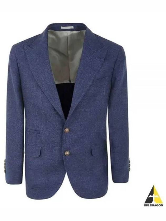 Linen Wool Blazer Jacket Blue - BRUNELLO CUCINELLI - BALAAN 2