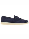 Triangle Logo Suede Loafers Navy - PRADA - BALAAN 2