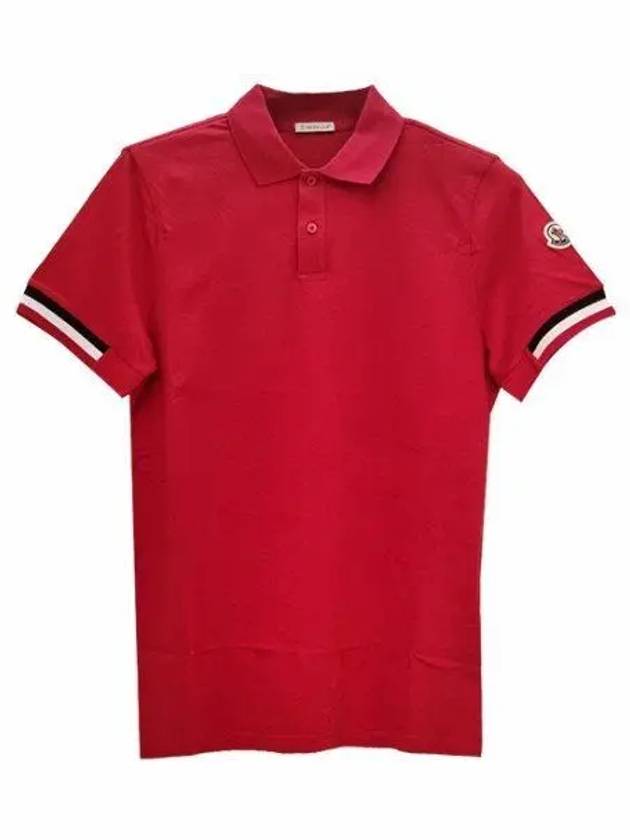 three stripes logo patch PK shirt red - MONCLER - BALAAN.