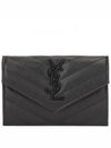 Monogram Envelope Small Card Wallet Black - SAINT LAURENT - BALAAN 2