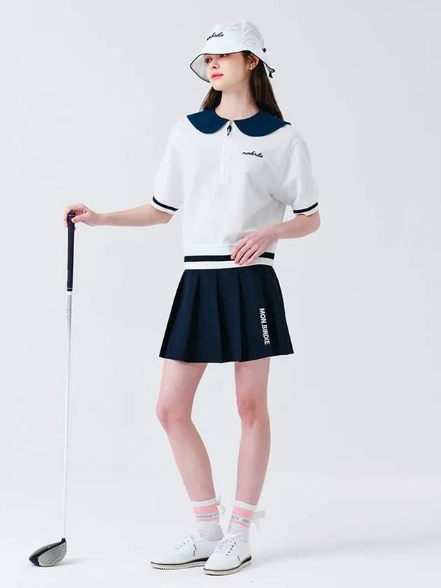 Ball marker patch nylon pleated skirt NAVY - MONBIRDIE GOLF - BALAAN 3