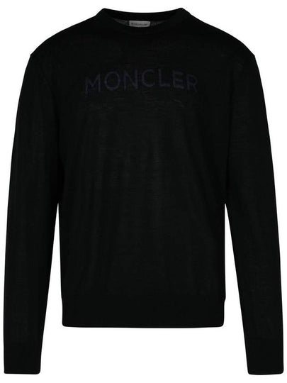 Logo Print Wool Knit Top Black - MONCLER - BALAAN 2