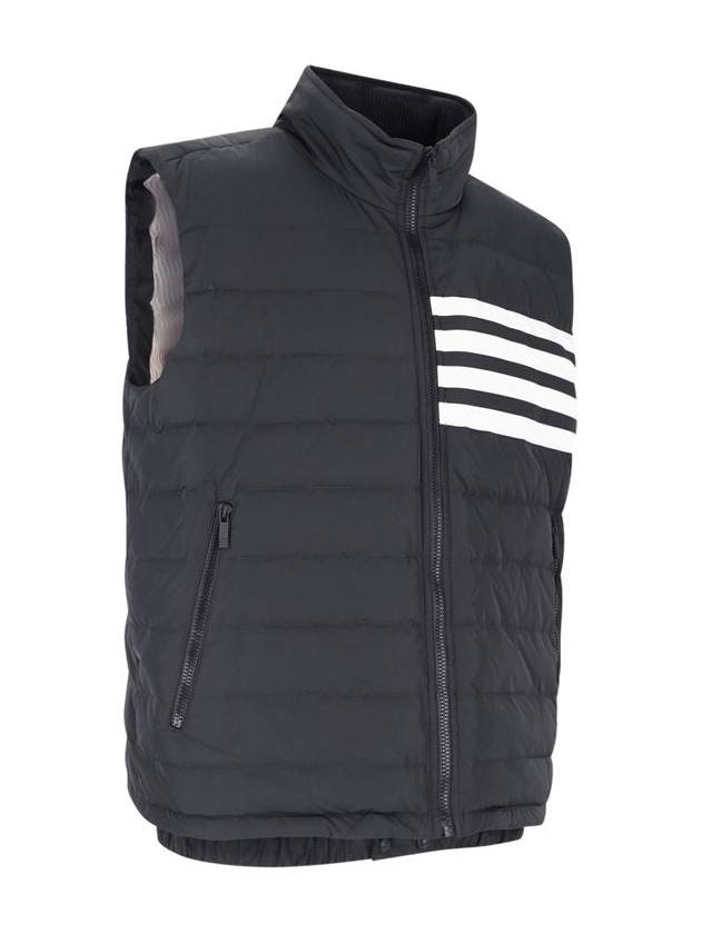 4 Bar Poly Twill Down Vest Charcoal - THOM BROWNE - BALAAN 3