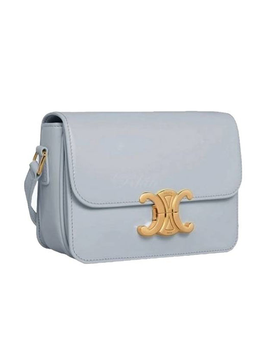 Teen Triomphe Shiny Calfskin Cross Bag Soft Blue - CELINE - BALAAN 1