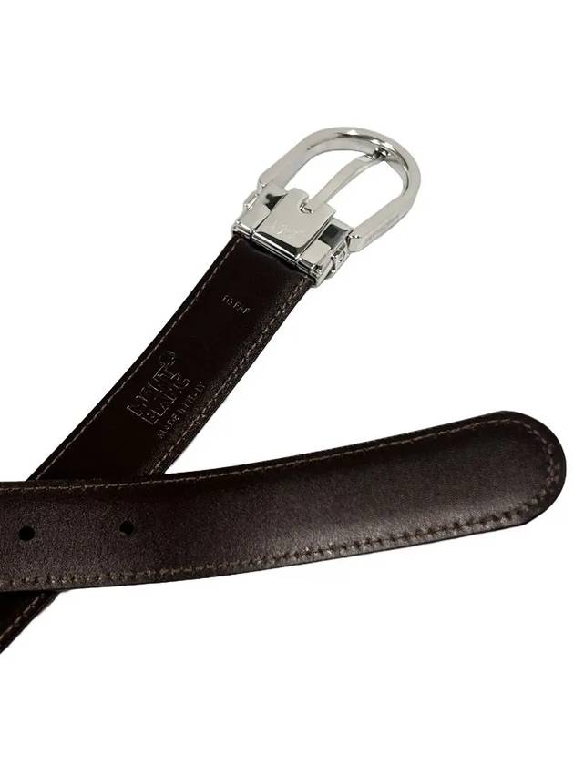Horseshoe Buckle 30mm Reversible Leather Belt Black Brown - MONTBLANC - BALAAN.