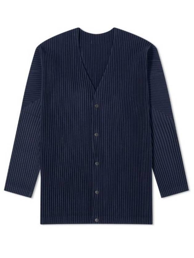 V-Neck Pleated Cardigan Navy - ISSEY MIYAKE - BALAAN 2