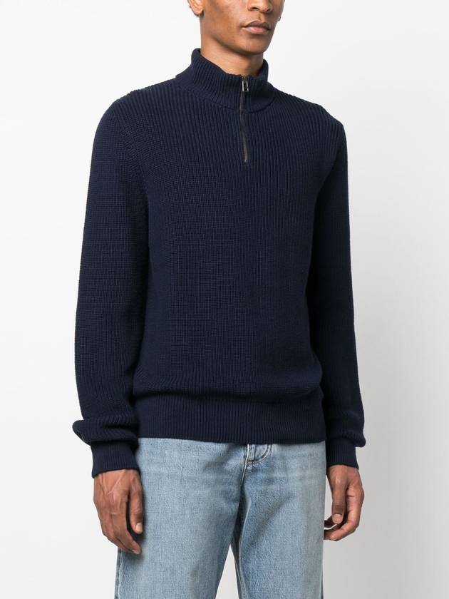 Mock Neck Half Zip-Up Knit Top Navy - A.P.C. - BALAAN 4