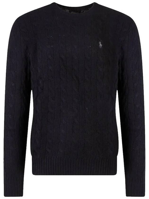 Embroid Logo Cable Knit Top Black - POLO RALPH LAUREN - BALAAN 2