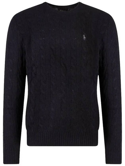 Embroid Logo Cable Knit Top Black - POLO RALPH LAUREN - BALAAN 2