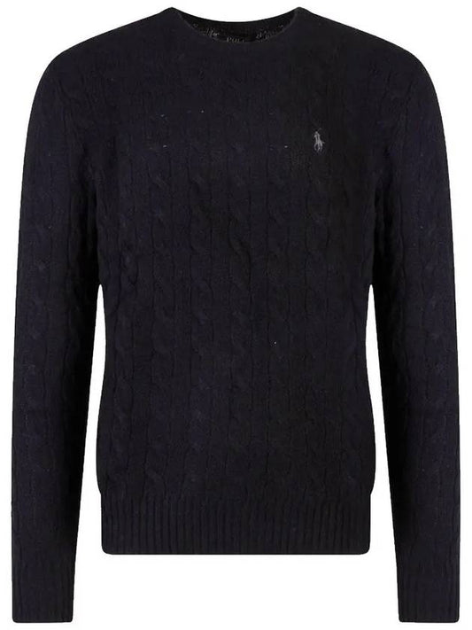 Embroid Logo Cable Knit Top Black - POLO RALPH LAUREN - BALAAN 2