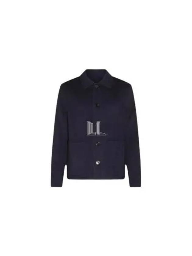 Pocket Patch Wool Blend Jacket Navy - AMI - BALAAN 2