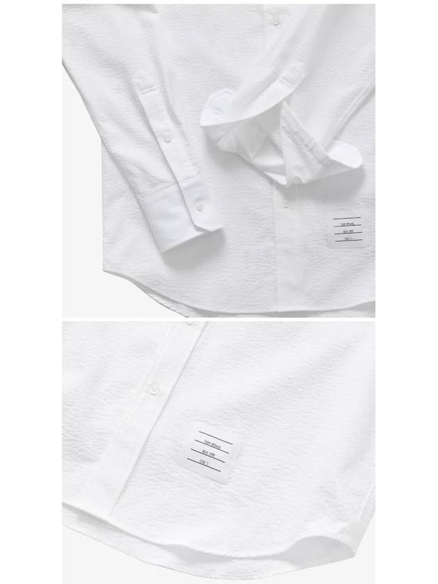 Armband Detail Seersucker Long Sleeve Shirt White - THOM BROWNE - BALAAN 4