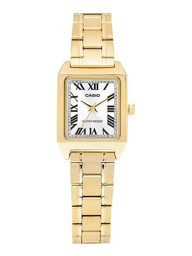 Square Plated Roman Numerals Metal Analog Watch Gold - CASIO - BALAAN 2