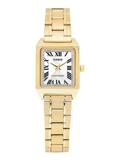 Square Plated Roman Numerals Metal Analog Watch Gold - CASIO - BALAAN 2