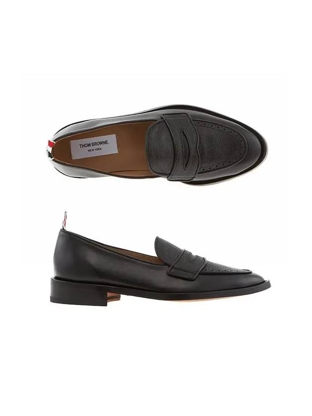 Men's Vitello Flexible Leather Sole Soft Penny Loafer Black - THOM BROWNE - BALAAN 2