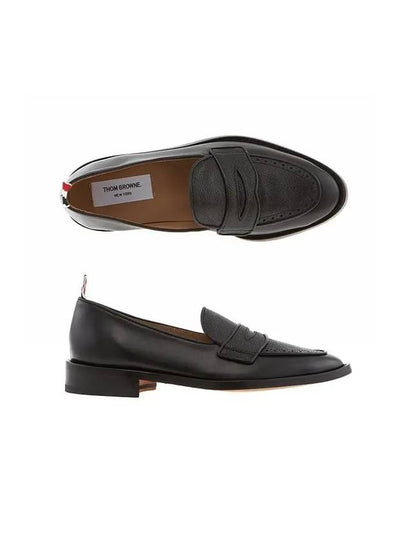 Men's Vitello Flexible Leather Sole Soft Penny Loafer Black - THOM BROWNE - BALAAN 2