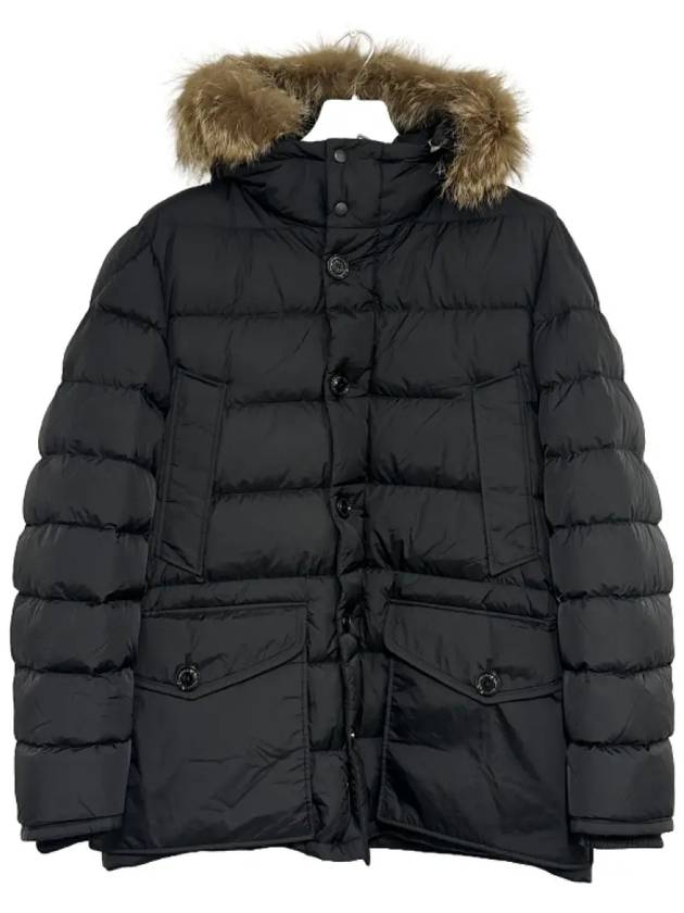 Men's Cluny Hooded Fur Short Padding Black - MONCLER - BALAAN 3