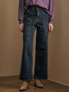 Hidden banding high waist inner brushed dark blue denim pants - MAXZA - BALAAN 4