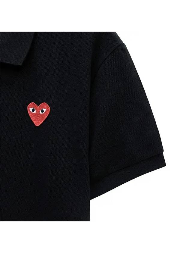 Red Heart Wappen Polo Shirt Black - COMME DES GARCONS - BALAAN 3