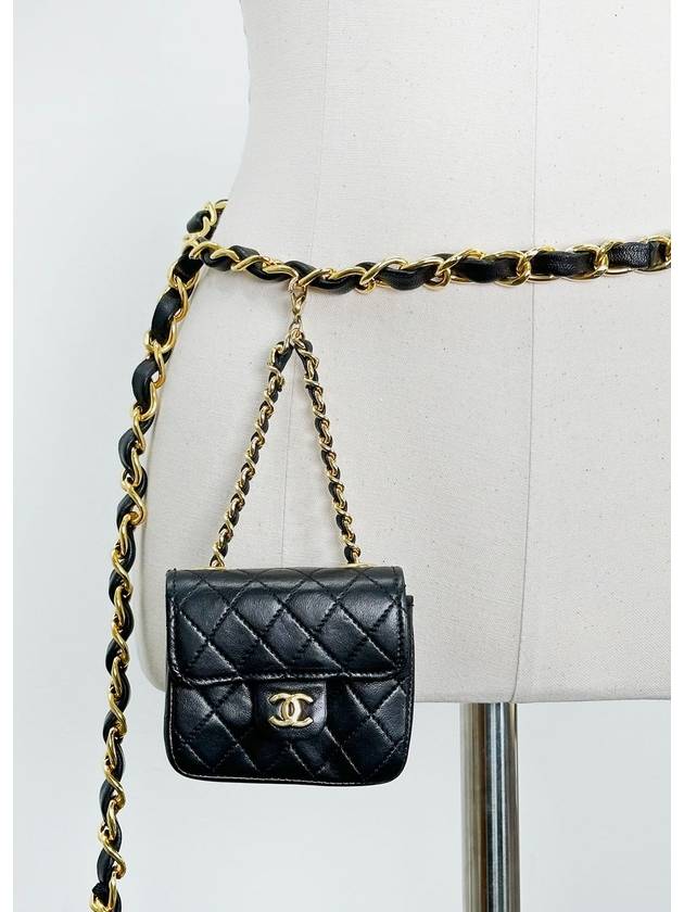 Black Lambskin Micromini Chain Belt Bag 3VCHB27436 - CHANEL - BALAAN 3