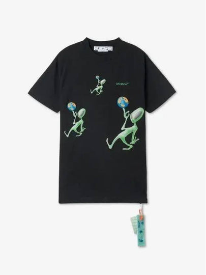 Alien Graphic Print Short Sleeve T-Shirt Black - OFF WHITE - BALAAN 2