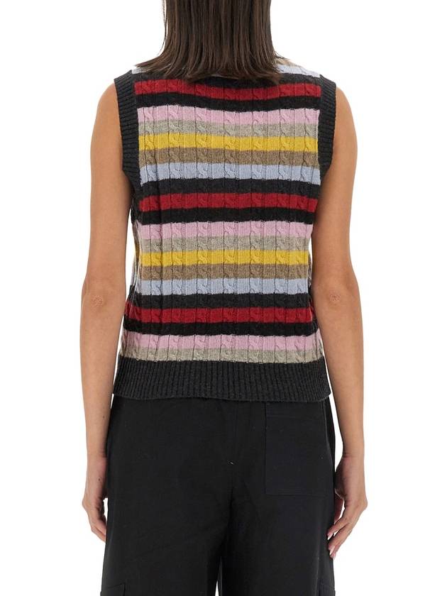 V-Neck Striped Knit Vest - GANNI - BALAAN 4