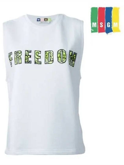 Freedom Print Cotton Sleeveless White - MSGM - BALAAN 2