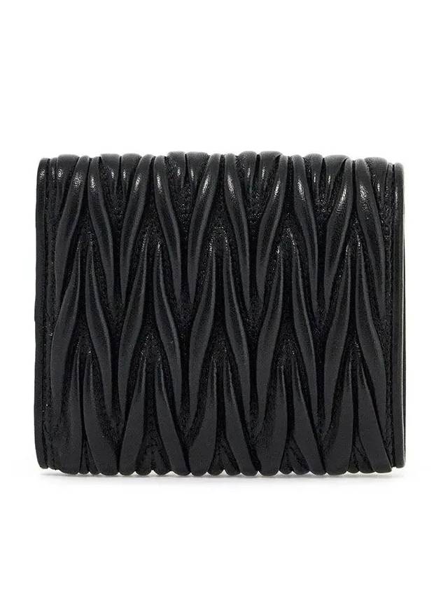 Matelasse Logo Nappa Leather Half Wallet Black - MIU MIU - BALAAN 4