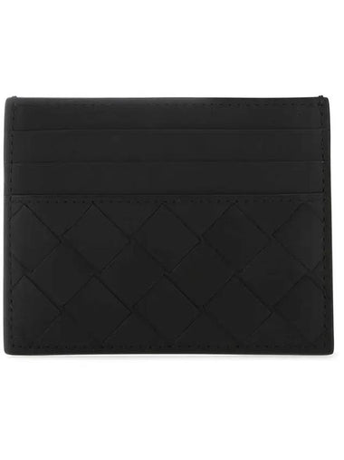 Intrecciato Leather Card Wallet Black - BOTTEGA VENETA - BALAAN 1