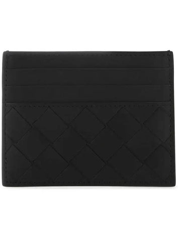 Intrecciato Leather Card Wallet Black - BOTTEGA VENETA - BALAAN 1