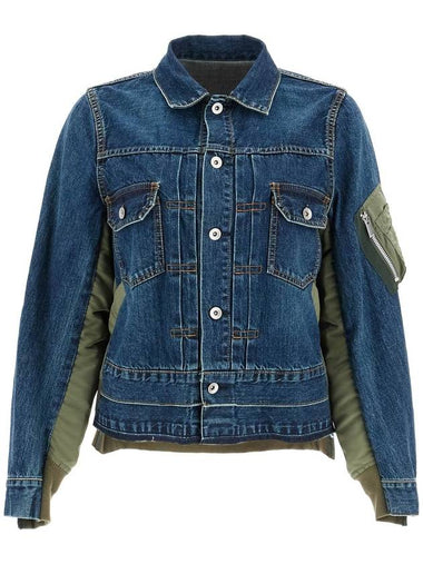 denim and nylon jacket for men - SACAI - BALAAN 1