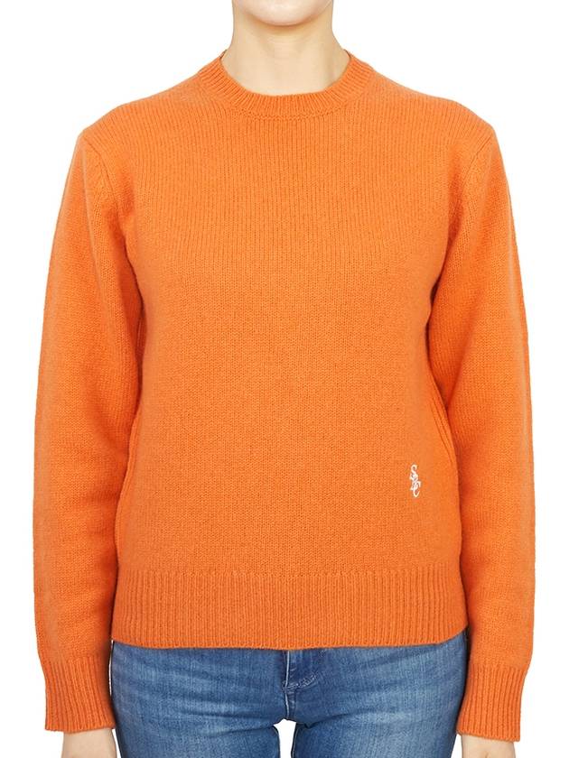 Embroidered Logo Crew Neck Wool Knit Top Orange - SPORTY & RICH - BALAAN 2