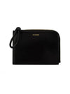 Embossed Logo Leather Envelope Card Wallet Black - JIL SANDER - BALAAN 3