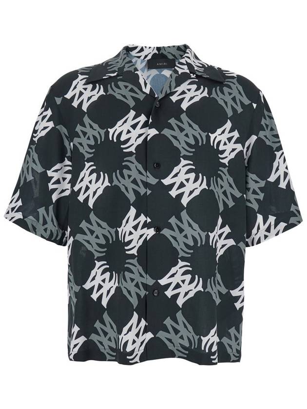 Black Shirt Shirt With All-Over Ma Quad Motif In Viscose Man - AMIRI - BALAAN 1