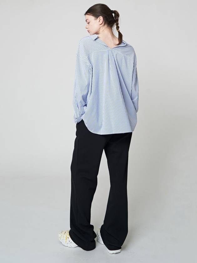 Loose Fit Slit Long Sleeve Shirt Blue - ATHPLATFORM - BALAAN 4