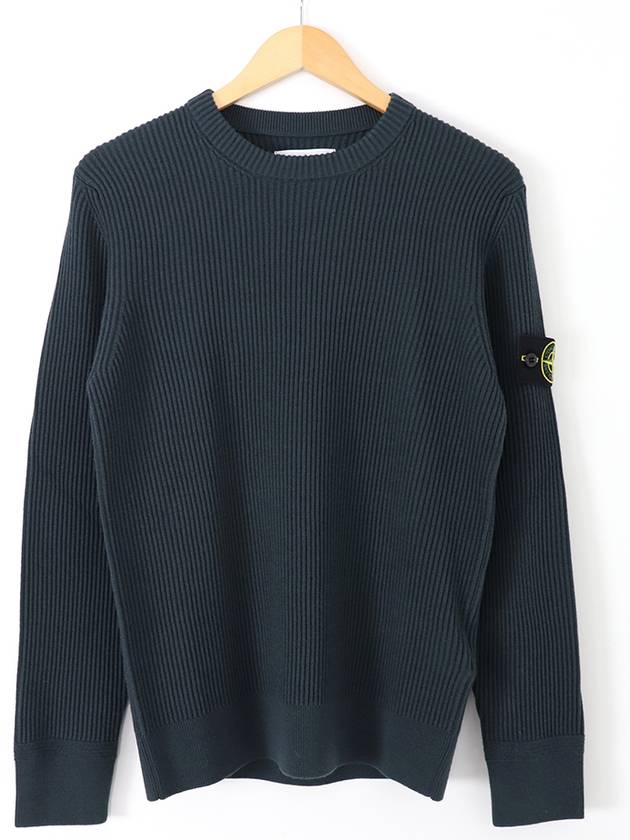 Wappen Patch Crew Neck Ribbed Wool Knit Dark Green - STONE ISLAND - BALAAN 2