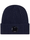 Lens Wappen Wool Beanie Navy - CP COMPANY - BALAAN.