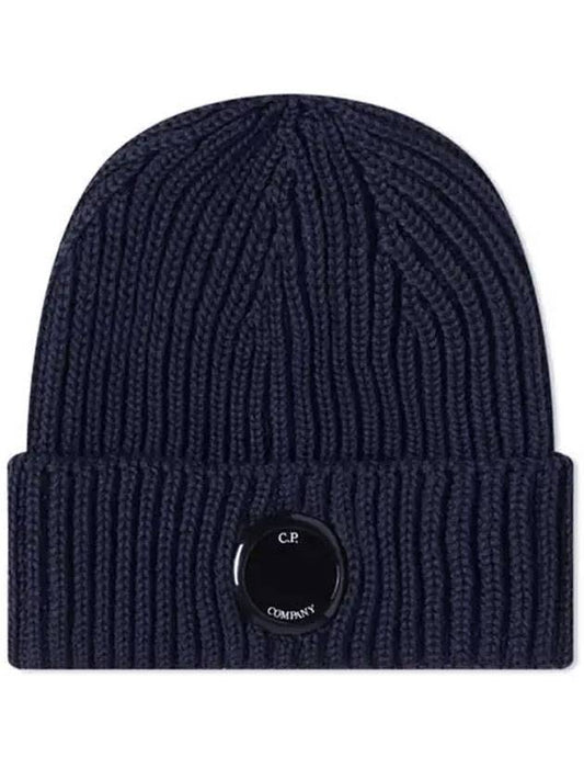 Lens Wappen Wool Beanie Navy - CP COMPANY - BALAAN.