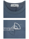 Half Logo Print Cotton Jersey Short Sleeve T-Shirt Blue - STONE ISLAND - BALAAN 7