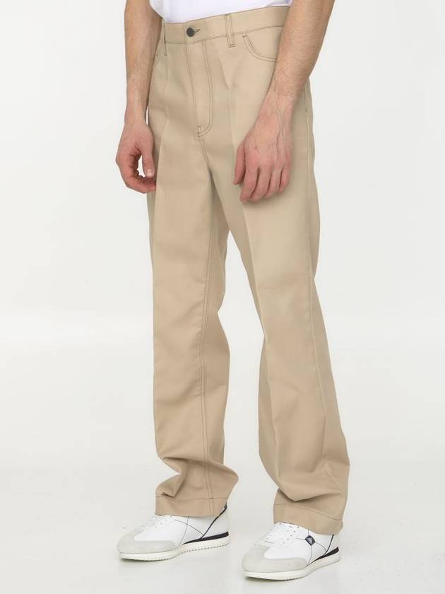 contrast stitch cotton straight pants beige - VALENTINO - BALAAN 3