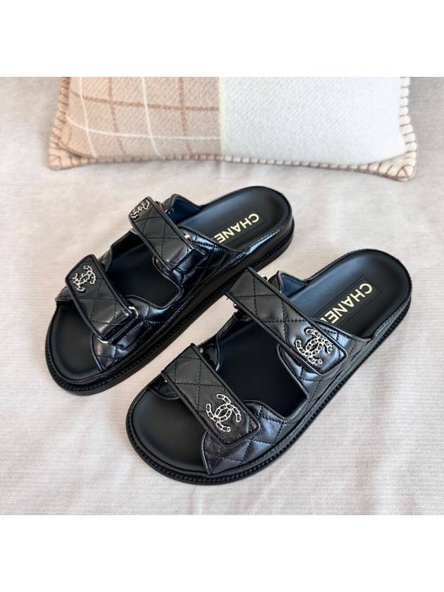 CC Logo Velcro Sandals Black - CHANEL - BALAAN 3