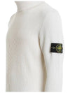 Logo Patch Wool Knit Turtleneck White - STONE ISLAND - BALAAN 5