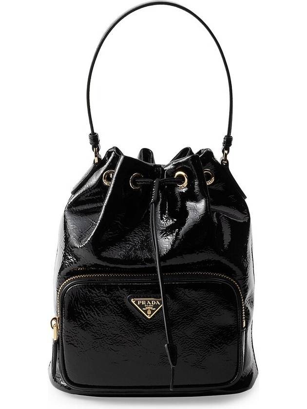 Duet Naplak Patent Leather Bucket Bag Black - PRADA - BALAAN 1