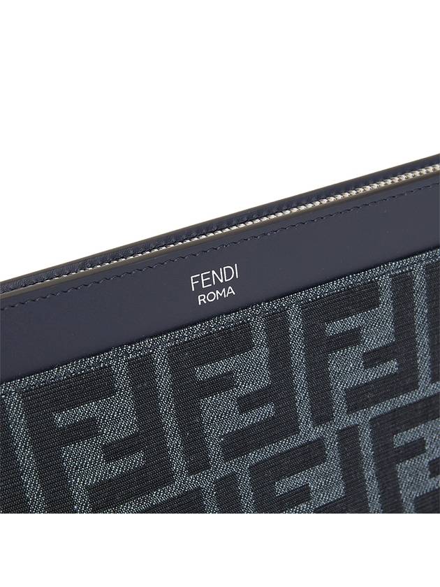 FF Medium Flat Clutch Bag Blue - FENDI - BALAAN 6