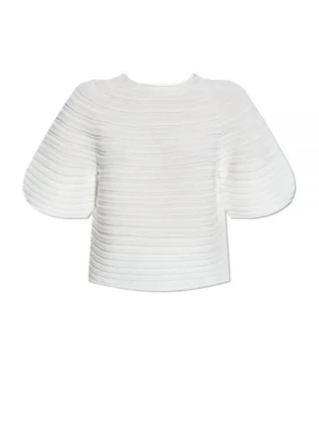 Mushroom knit short sleeve t shirt white - ISSEY MIYAKE - BALAAN 2